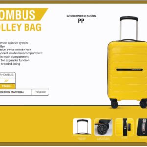 Rhombus Hard Trolley Bag Black 20 Inch HTL1025 (OFFSM10)