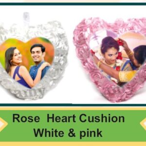 Rose Heart Cushion White & pink (OFFAMY40)
