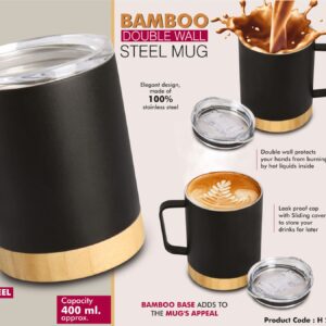Bamboo Double wall Steel Mug (OFFH265)
