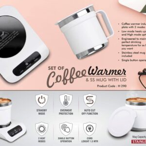 Set of Coffee warmer & SS Mug with Lid  (OFFH290)