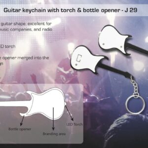 Guitar keychain with torch & bottle opener White (OFFJ29)