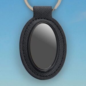 Oval metal keychain with PU base  (OFFJ69)