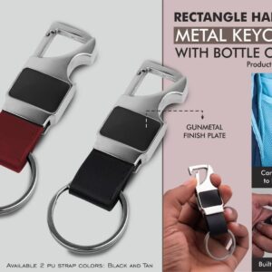 Rectangle hanging metal keychain with Bottle Opener  (OFFJ120)