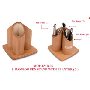 BAMBOO PENSTAND WITH PLANTER  (OFFMOP-BMB-05)