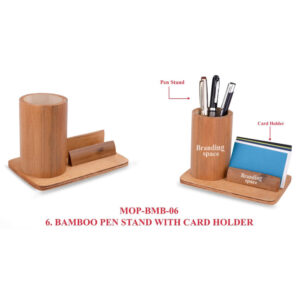 BAMBOO PENSTAND WITH CARD HOLDER (OFFMOP-BMB-06)