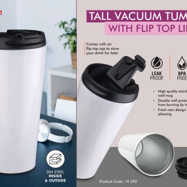 Tall Vacuum Tumbler with Flip top lid | Capacity 500ml approx |...