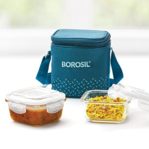 Teal Square Glass Lunch Box